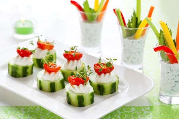 christmas appetizers ideas cucumbers cherry tomatoes cream cheese