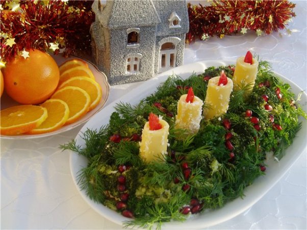 christmas appetizers salad ideas dill coveres candles middle
