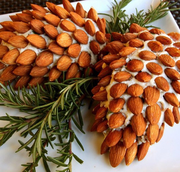 christmas party appetizers ideas pinecones almonds rosemary