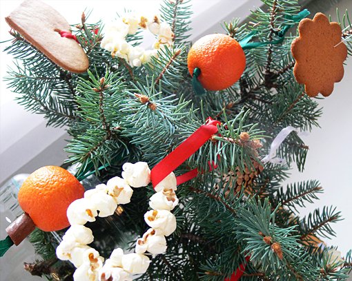 diy christmas tree ornaments ideas popcorns oranges gingerbread cookies