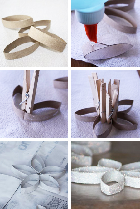 diy christmas tree ornaments toilet paper rolls flowers