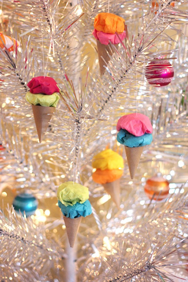 handmade christmas tree ornaments ice cream cones paper