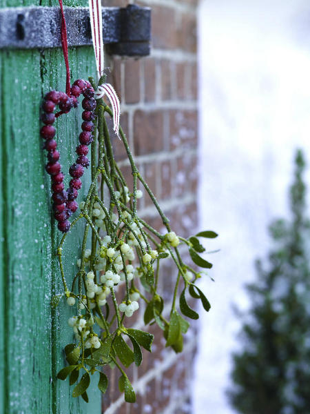 outdoor-christmas-decoration-rosehips-mistletoe-branch-door