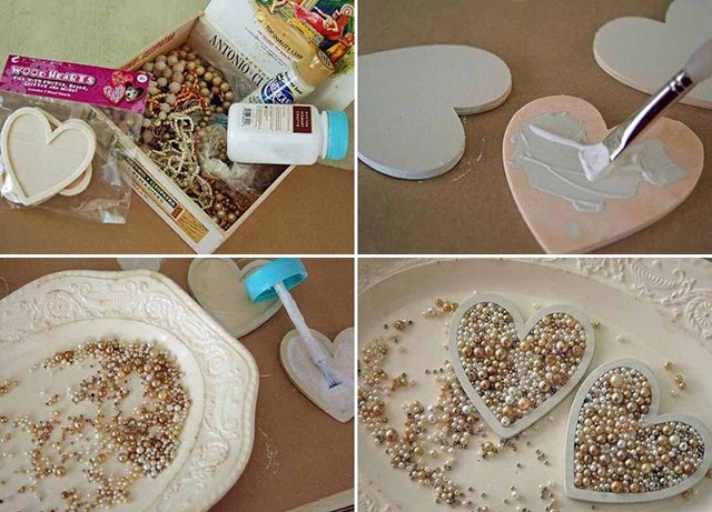 diy valentines day decor ideas hearts pearls old necklaces