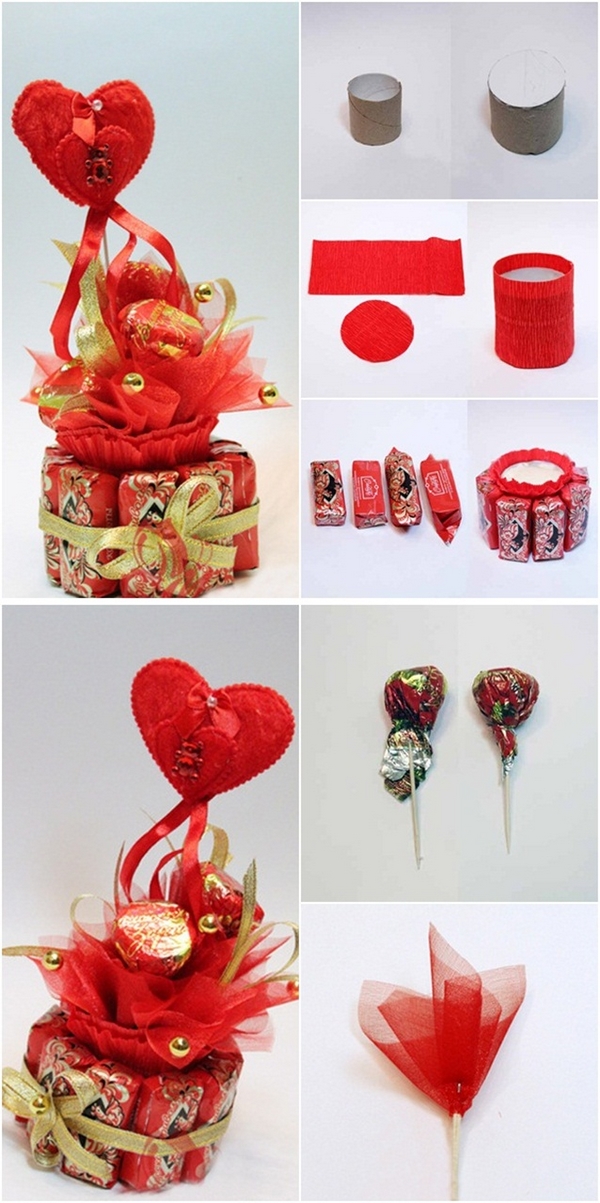 diy valentines day gift chocolates organza toothpicks toilet paper rolls