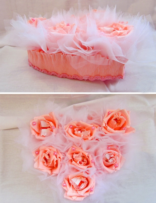 diy valentines day gift idea paper roses white organza beads