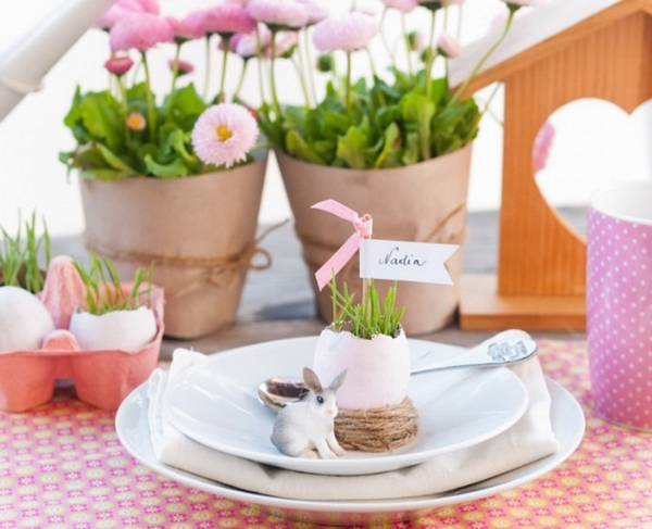 easter table crafts diy ideas plate vases egg shells name