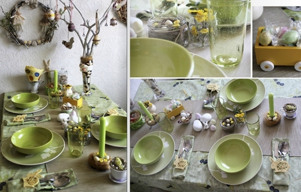 easter table decorations green themed nature feel easter egg tree