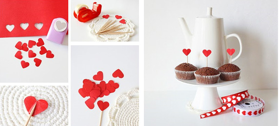 homemade valentines day gifts for him cupcakes sticks red paper hearts