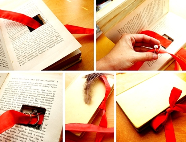 homemade valentines day gifts her old book engagement ring red ribbon