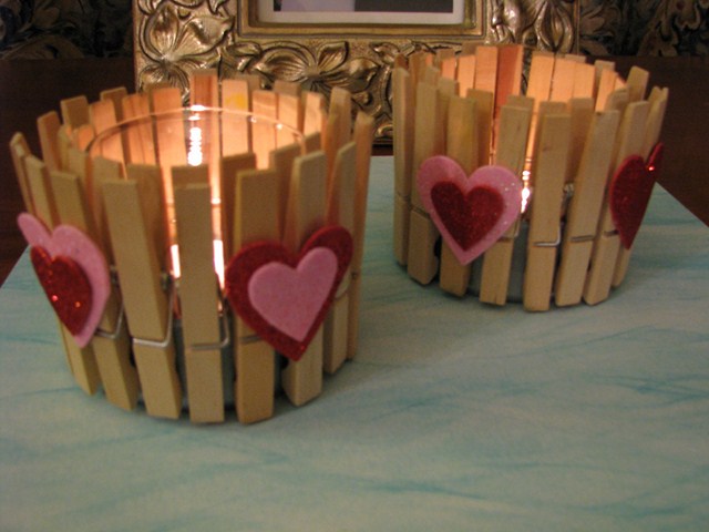 valentines day decor ideas home candle holders clothespins felt hearts