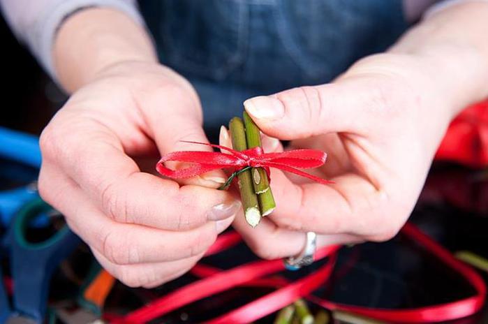 homemade valentines day gift idea small decorative ribbon stems 