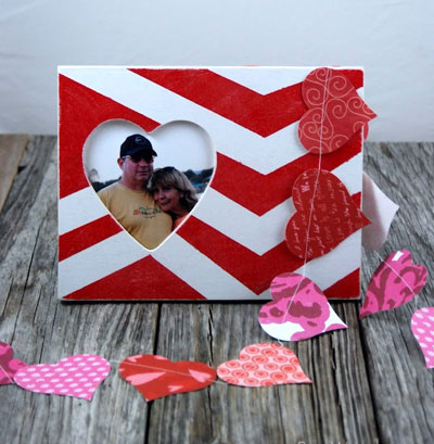 valentines day gift  him idea photo frame chevron pattern