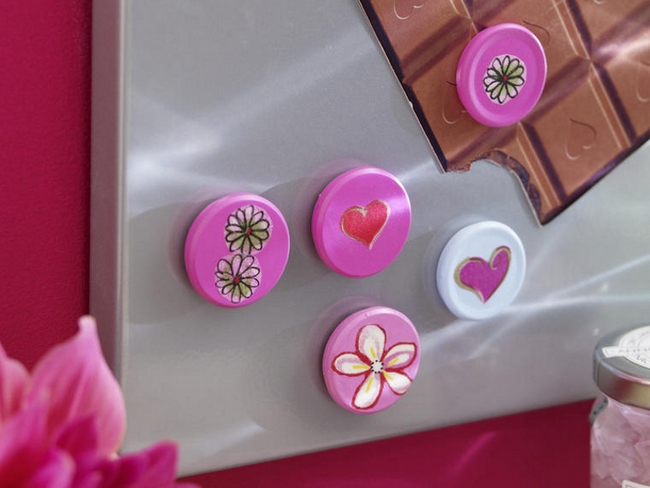 diy mothers day gifts magnets pink decoupage flowers hearts