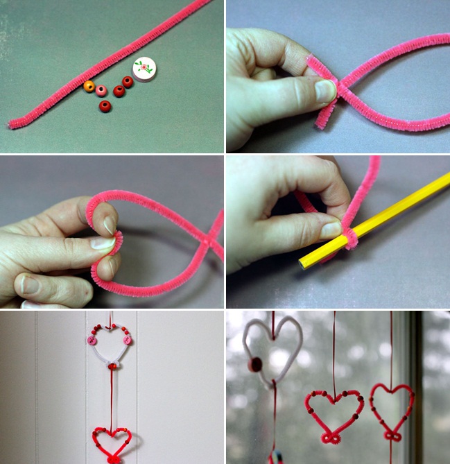 valentines day crafts kids easy decor garlands pipe cleaners window