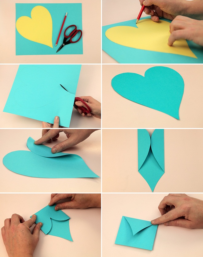 Valentine's Day crafts for kids easy ideas envelope fold heart shape