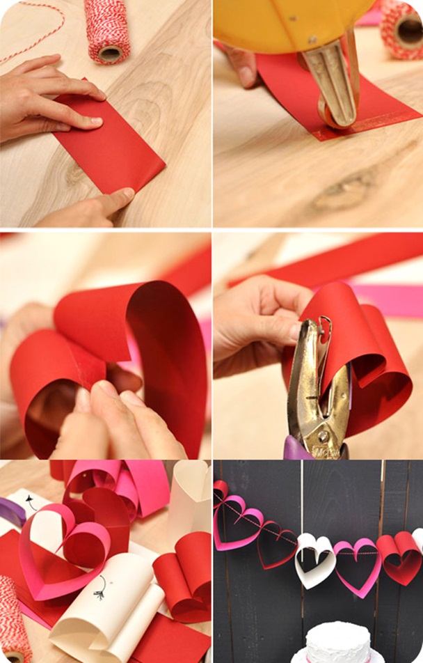 valentines day crafts kids easy paper garland  hearts project